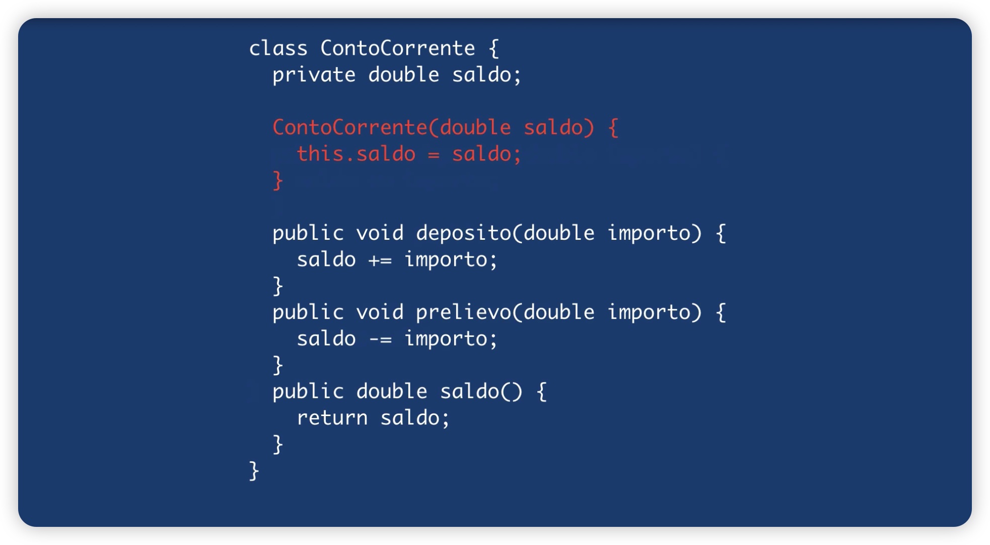 Costruttore classe Conto Corrente