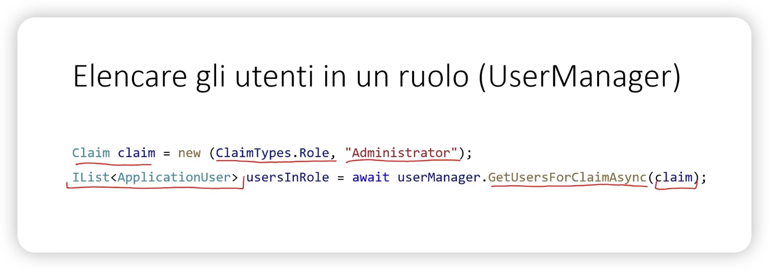 Elencare gli utenti in un ruolo